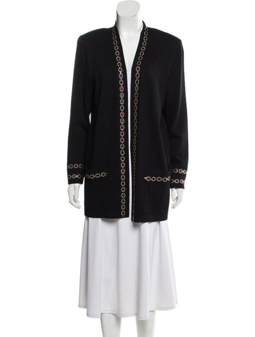 St. John Embellished Knit Cardigan Black