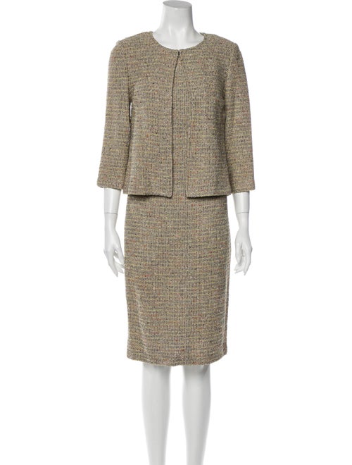 St. John Tweed Pattern Dress Set Metallic