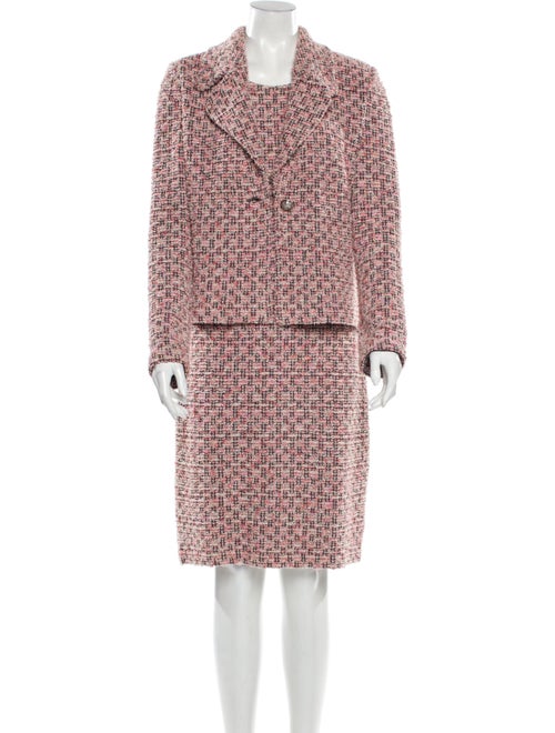St. John Tweed Pattern Dress Set Pink