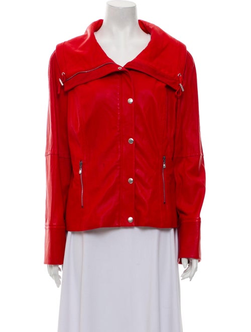 St. John Lamb Leather Biker Jacket Red