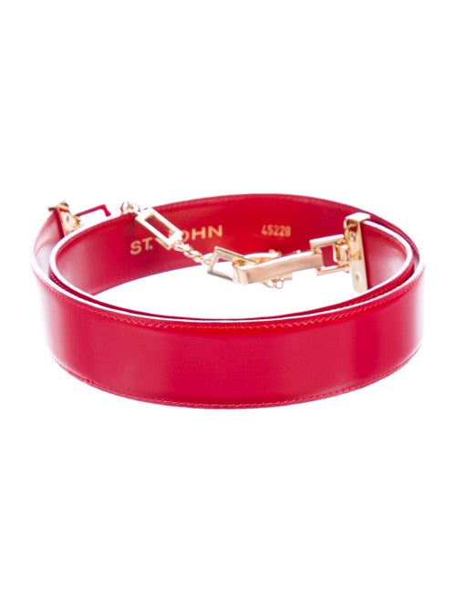 St. John Leather Chain-Link Belt Red