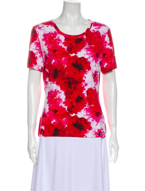 St. John 2013 Floral Print T-Shirt Red