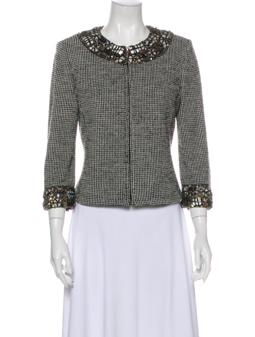St. John Houndstooth Print Evening Jacket Black
