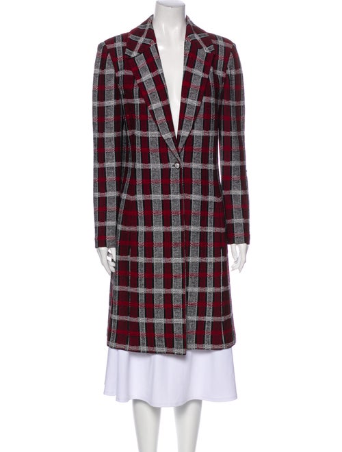 St. John Plaid Print Coat Red