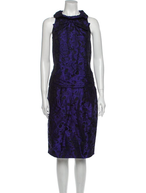 St. John Pleated Accents Skirt Set Purple