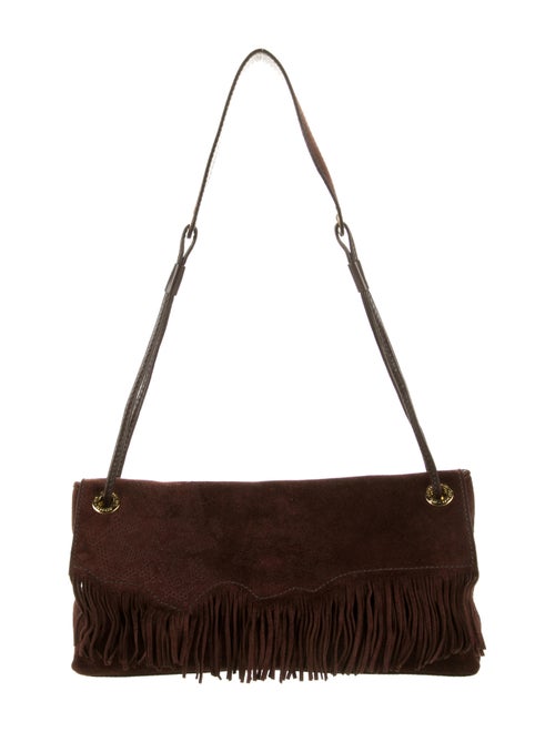 St. John Fringe-Trimmed Suede Shoulder Bag Brown