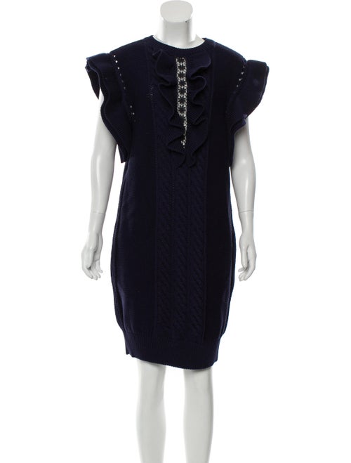 Stella McCartney Ruffle Knit Dress Navy