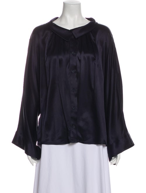 Stella McCartney Silk Long Sleeve Blouse Blue