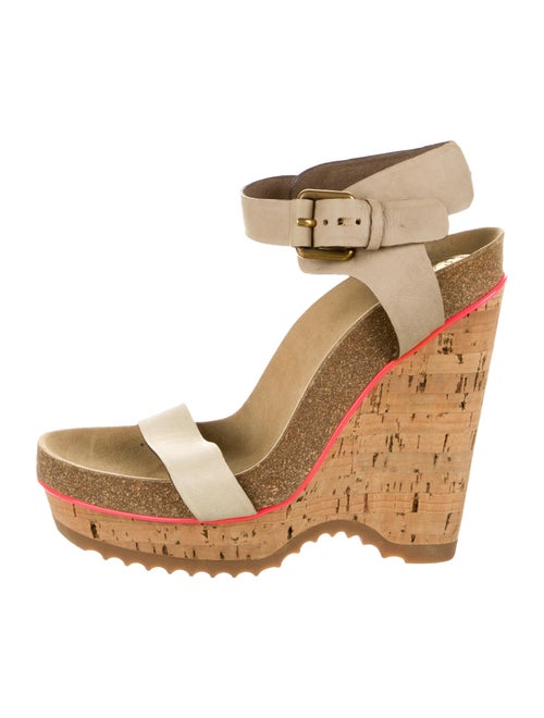 Stella McCartney Platform Wedge Sandals Beige