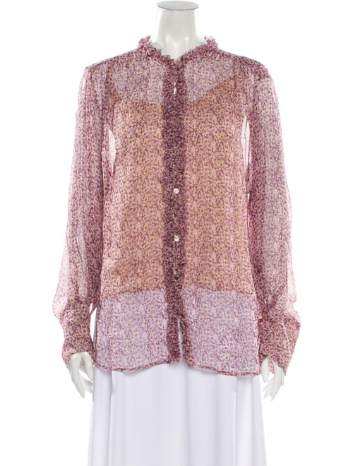 Stella McCartney Silk Floral Print Button-Up Top P