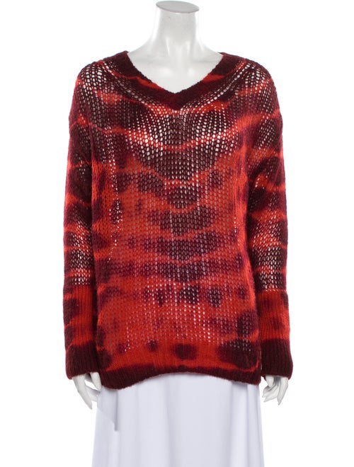 Stella McCartney Tie-Dye Print V-Neck Sweater Red