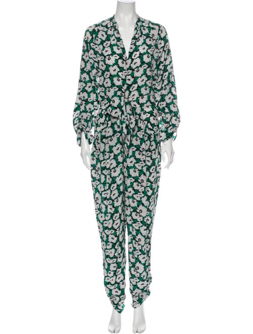 Stella McCartney Silk Floral Print Jumpsuit Green
