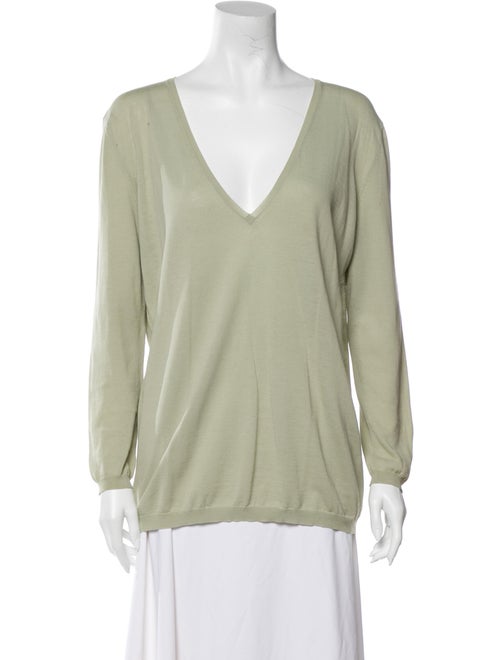 Stella McCartney V-Neck Long Sleeve Blouse Green