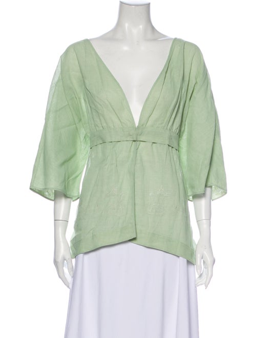 Stella McCartney 2004 V-Neck Blouse Green