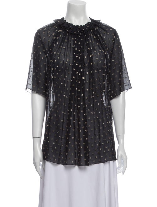 Stella McCartney Silk Polka Dot Print Blouse Blue