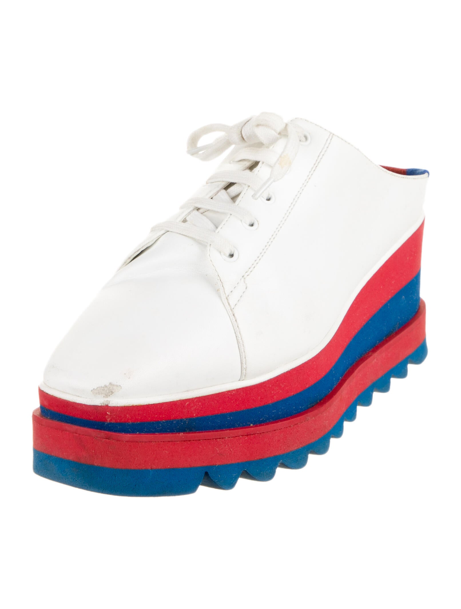 Stella McCartney Vegetarian Leather Colorblock Pattern Wedge Sneakers