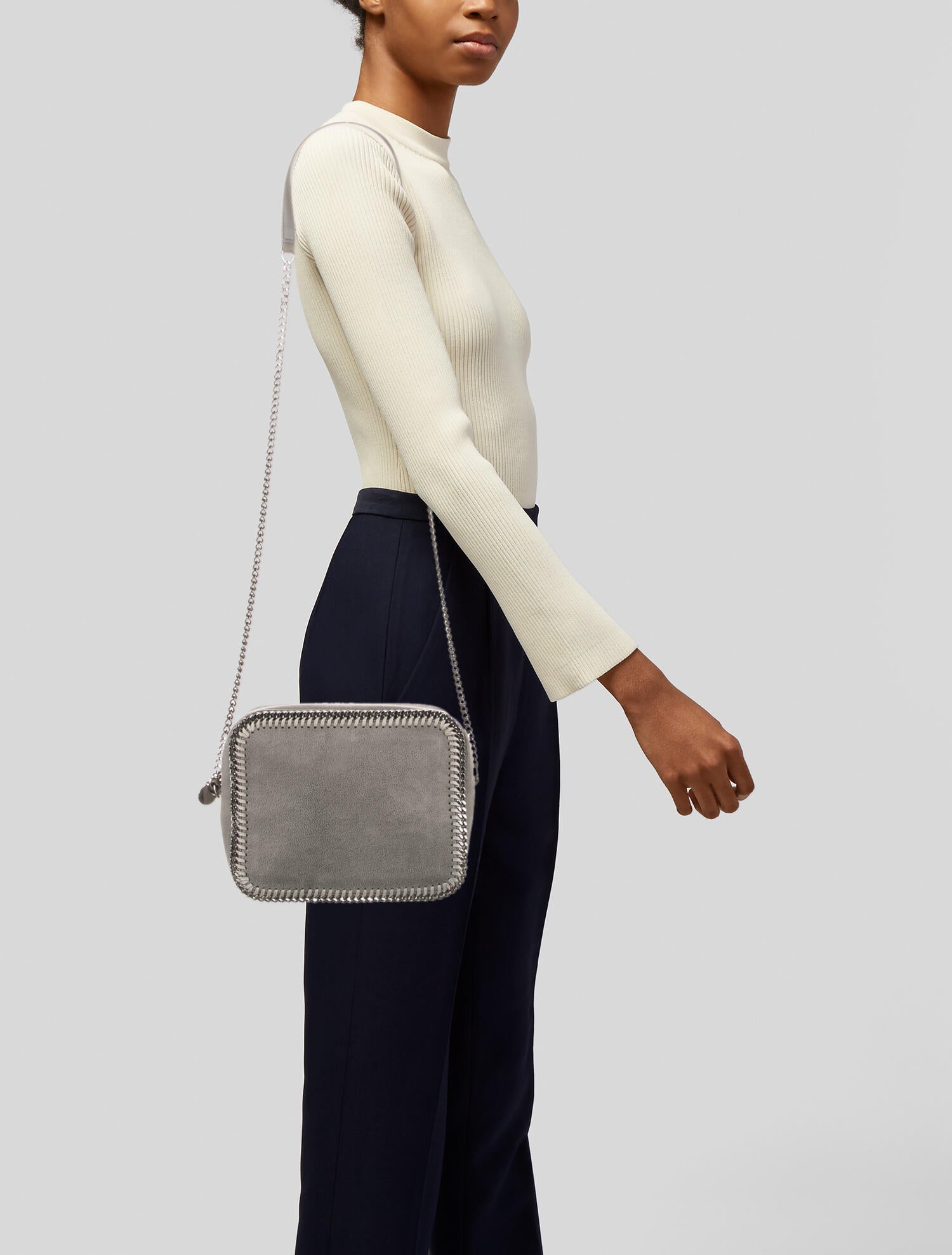 Stella McCartney Mini Falabella Crossbody Bag Grey Crossbody Bags