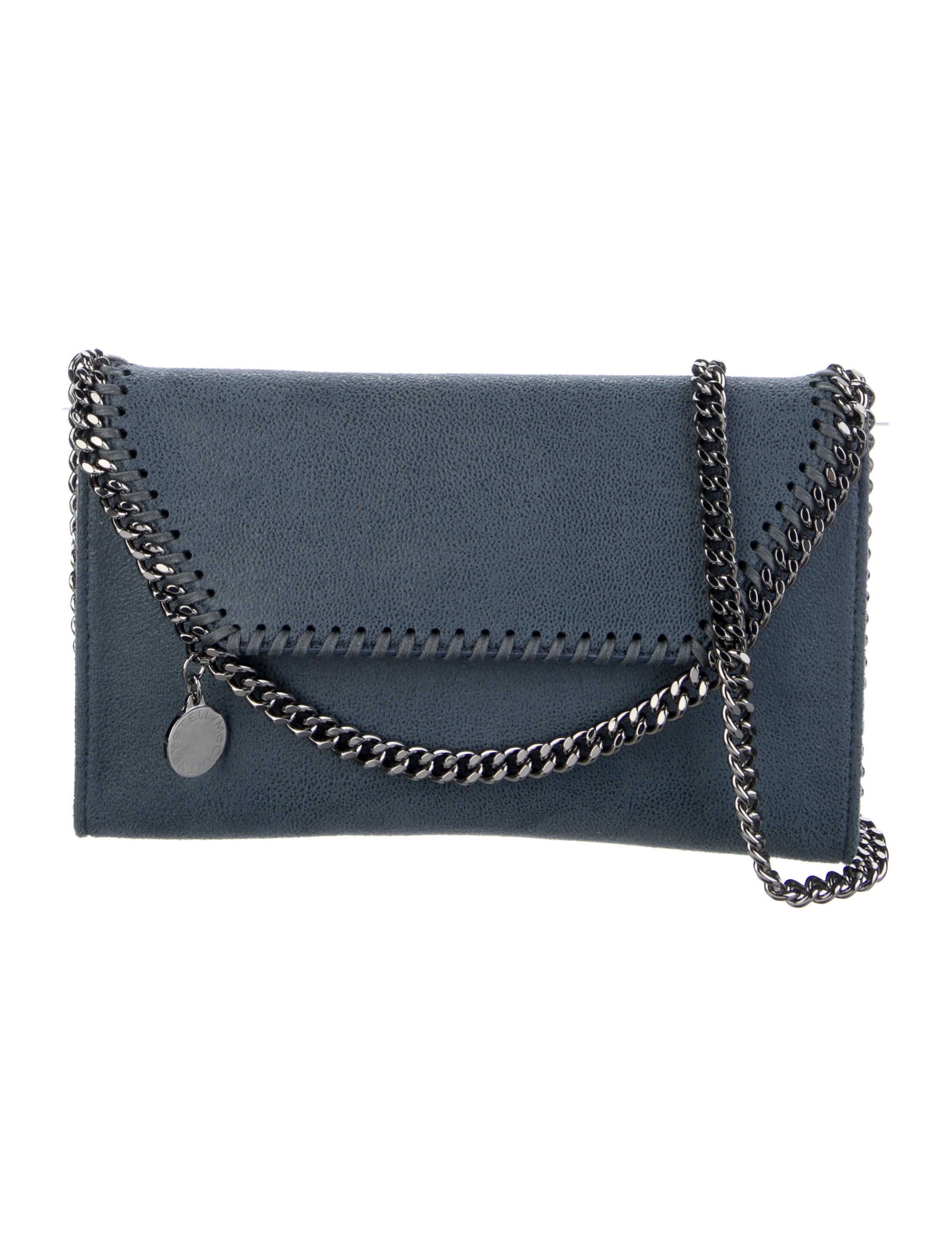 Stella McCartney Suede ChainLink Crossbody Bag Blue Crossbody Bags