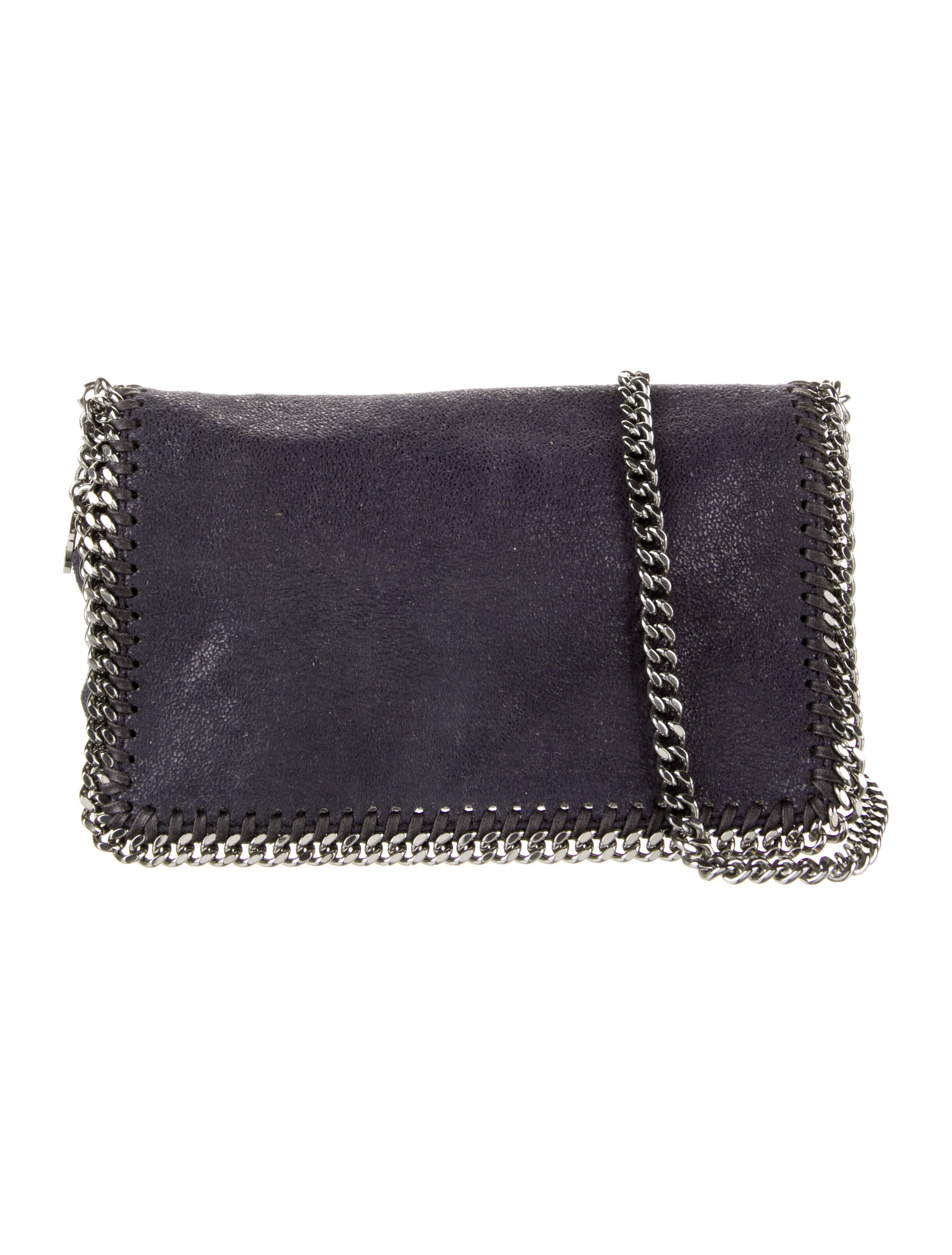 Stella McCartney Vegetarian Suede ChainLink Crossbody Bag Blue