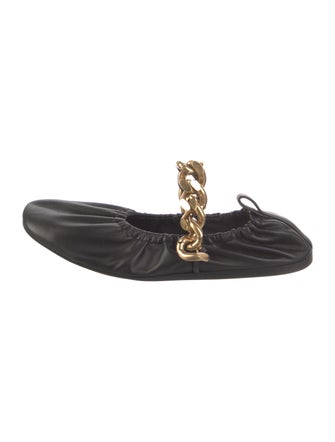 Stella McCartney Leather Chain-Link Accents Ballet Flats