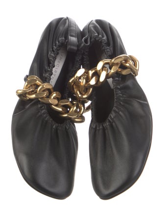 Stella McCartney Leather Chain-Link Accents Ballet Flats