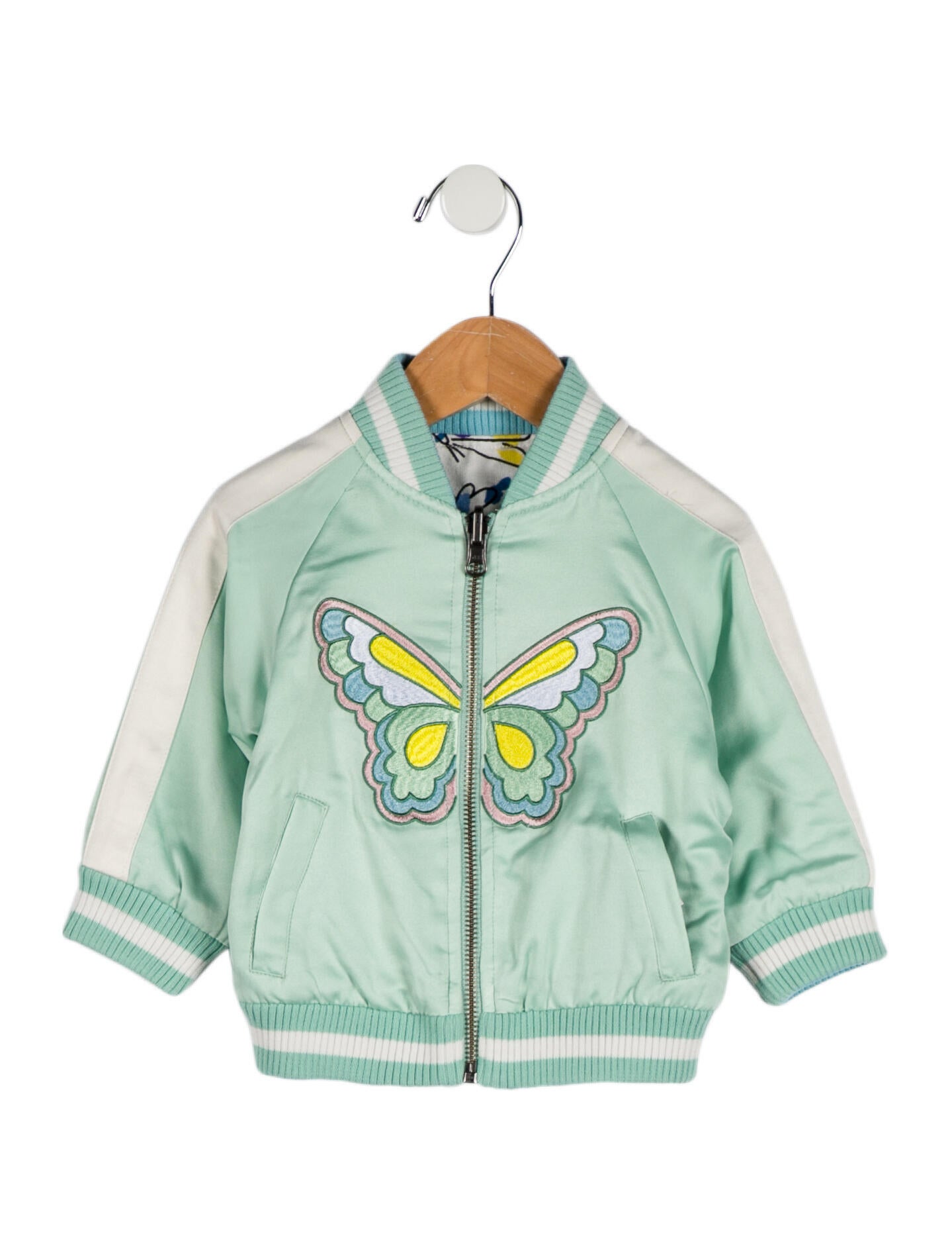 Stella McCartney Girls Butterfly Bomber Jacket w/ Tags - Green 