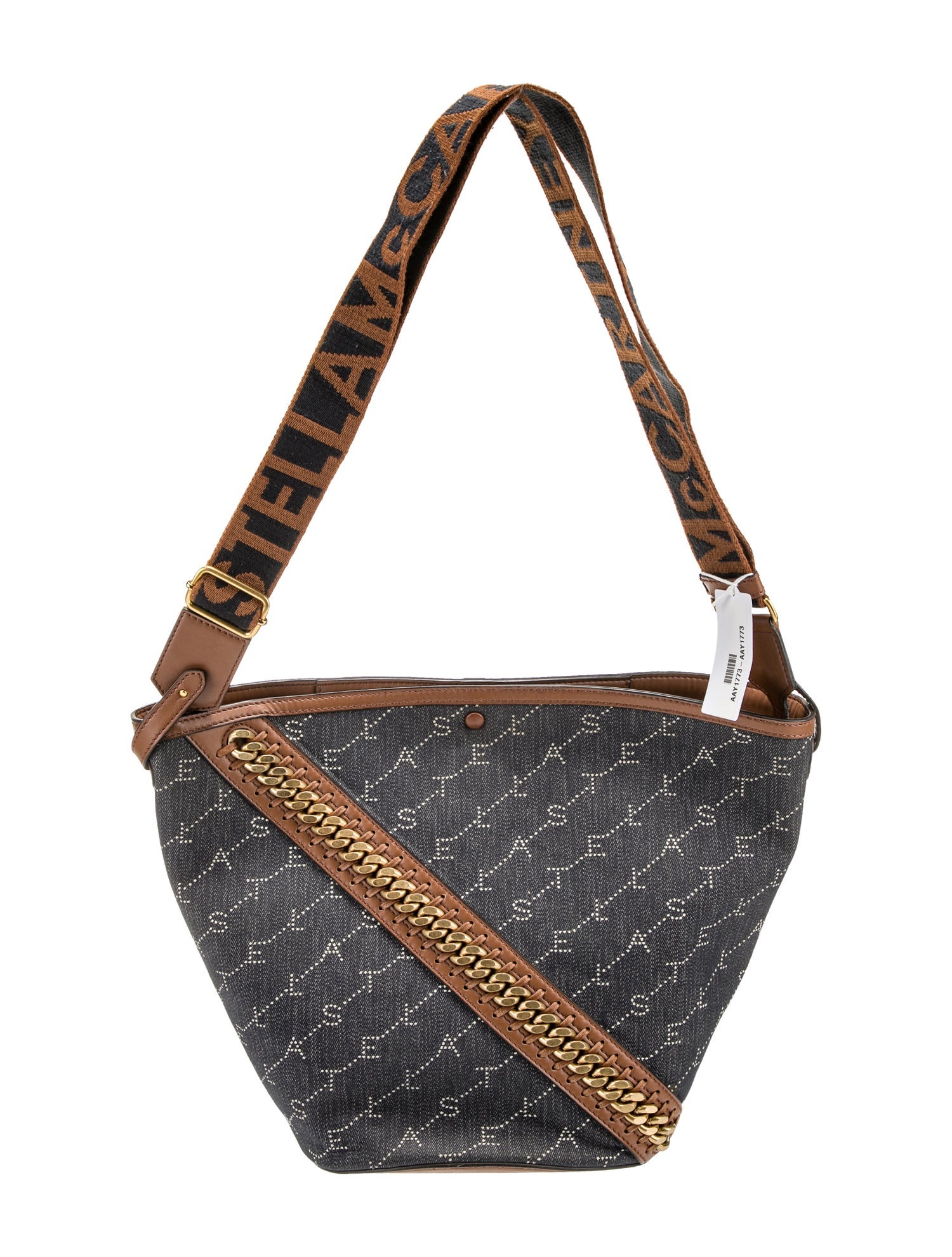 Stella McCartney ChainLink Denim Crossbody Bag Blue Crossbody Bags