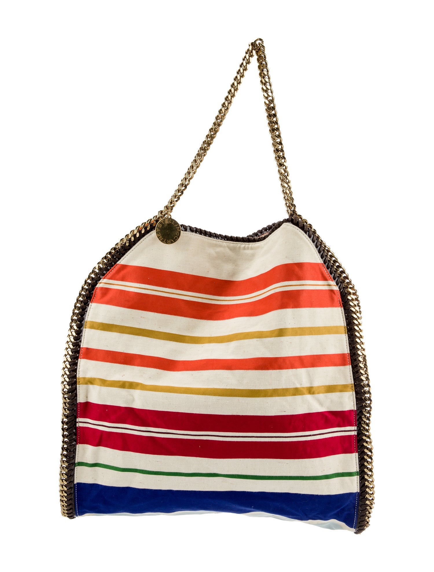 Stella McCartney Canvas Striped Shoulder Bag Neutrals Shoulder Bags