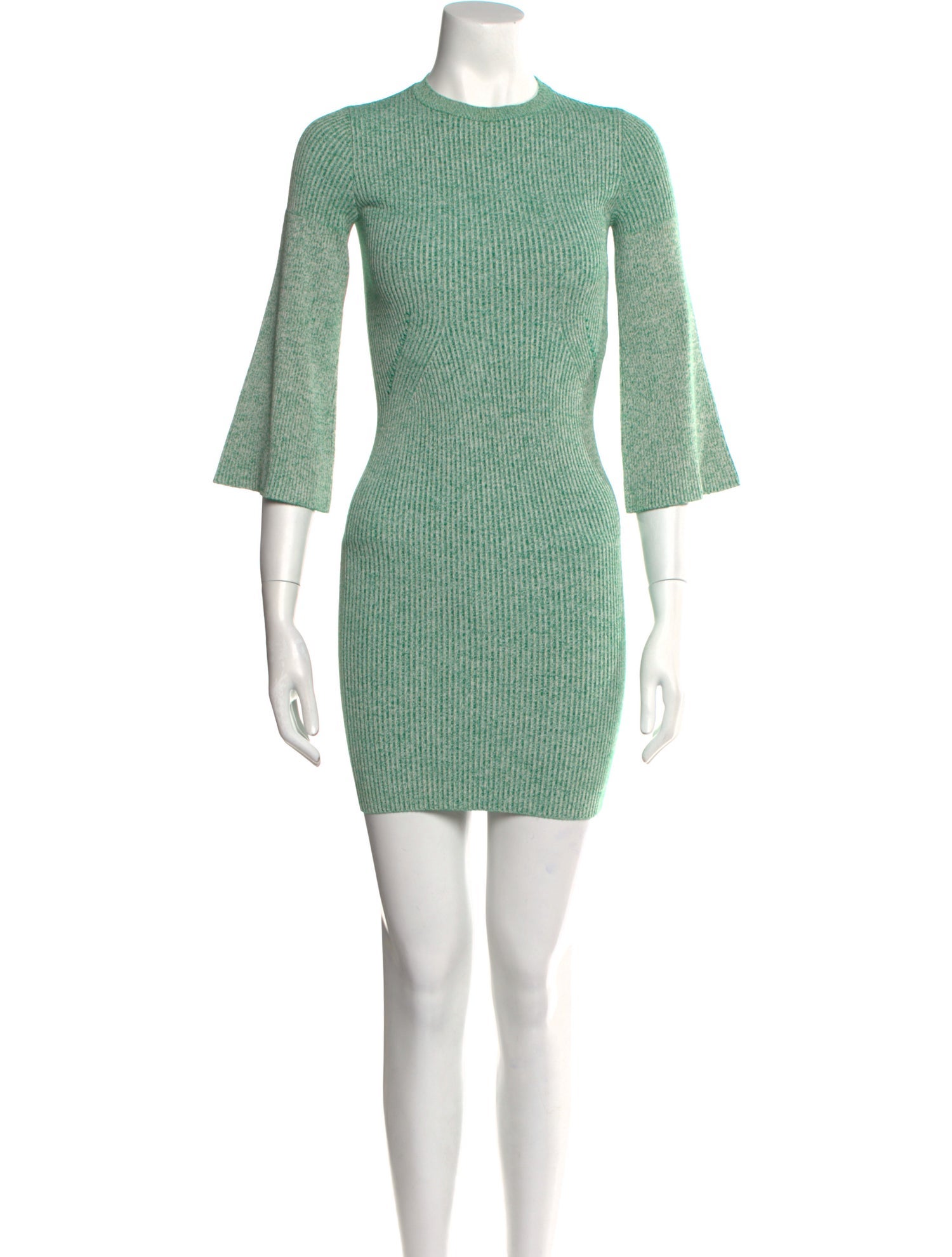 Stella McCartney Crew Neck Mini Dress - Green Dresses, Clothing - STL252064  | The RealReal