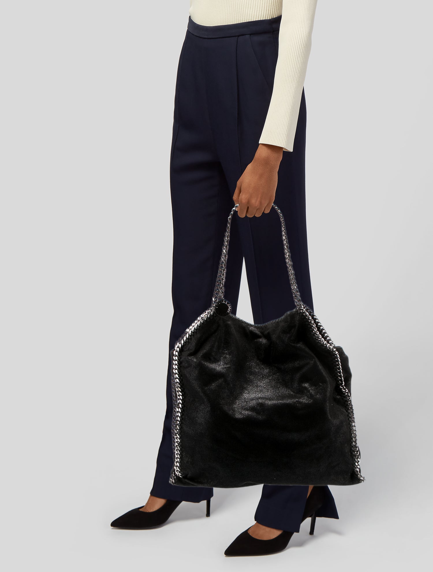 Stella McCartney vegan suede shoulder bag Black Shoulder Bags Handbags STL254333 The RealReal