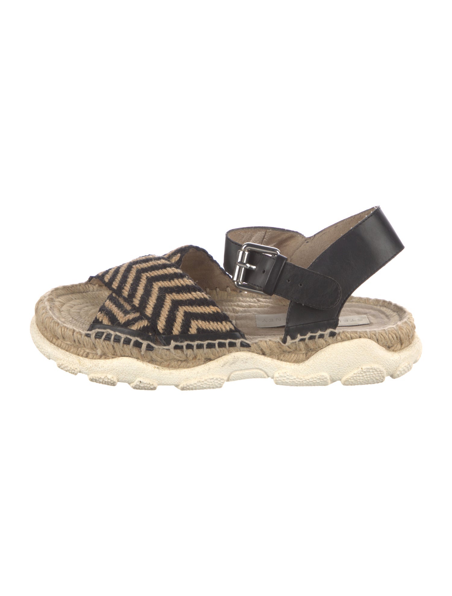 サンダル・ミュール Stella Mccartney Black Leather Espadrilles With Woven Jute Stella McCartney Jute Printed Espadrilles - Black Sandals