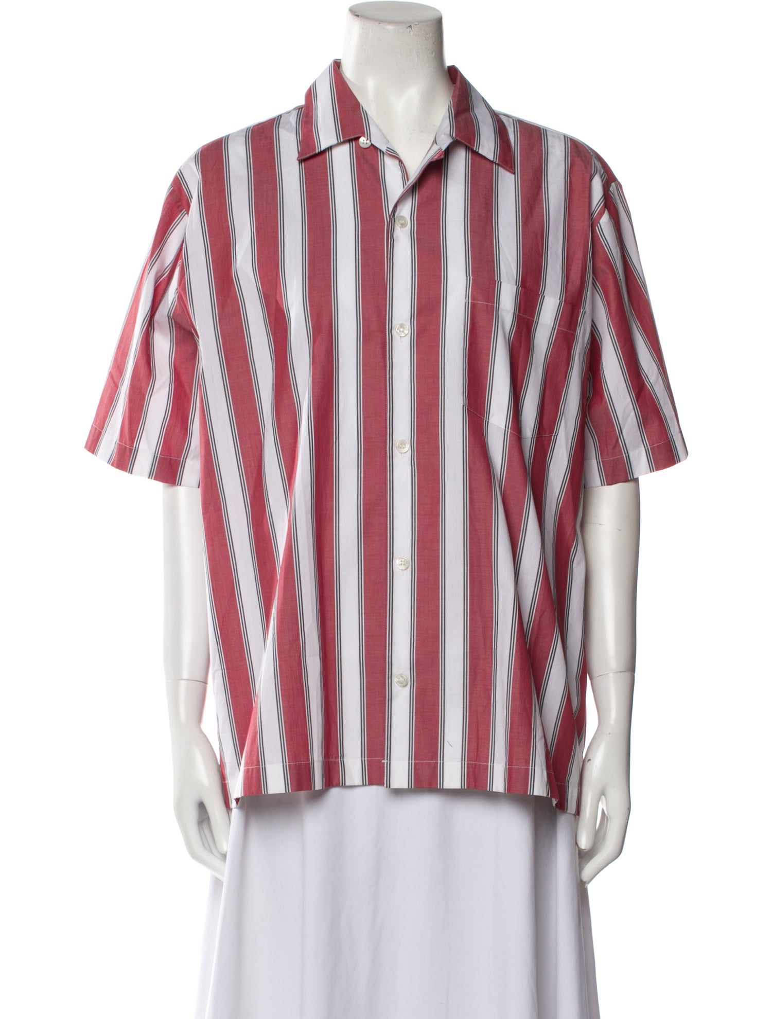 Stella McCartney Striped Short Sleeve Button-Up Top