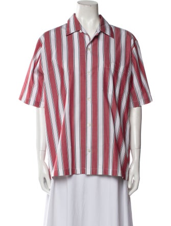 Stella McCartney Striped Short Sleeve Button-Up Top