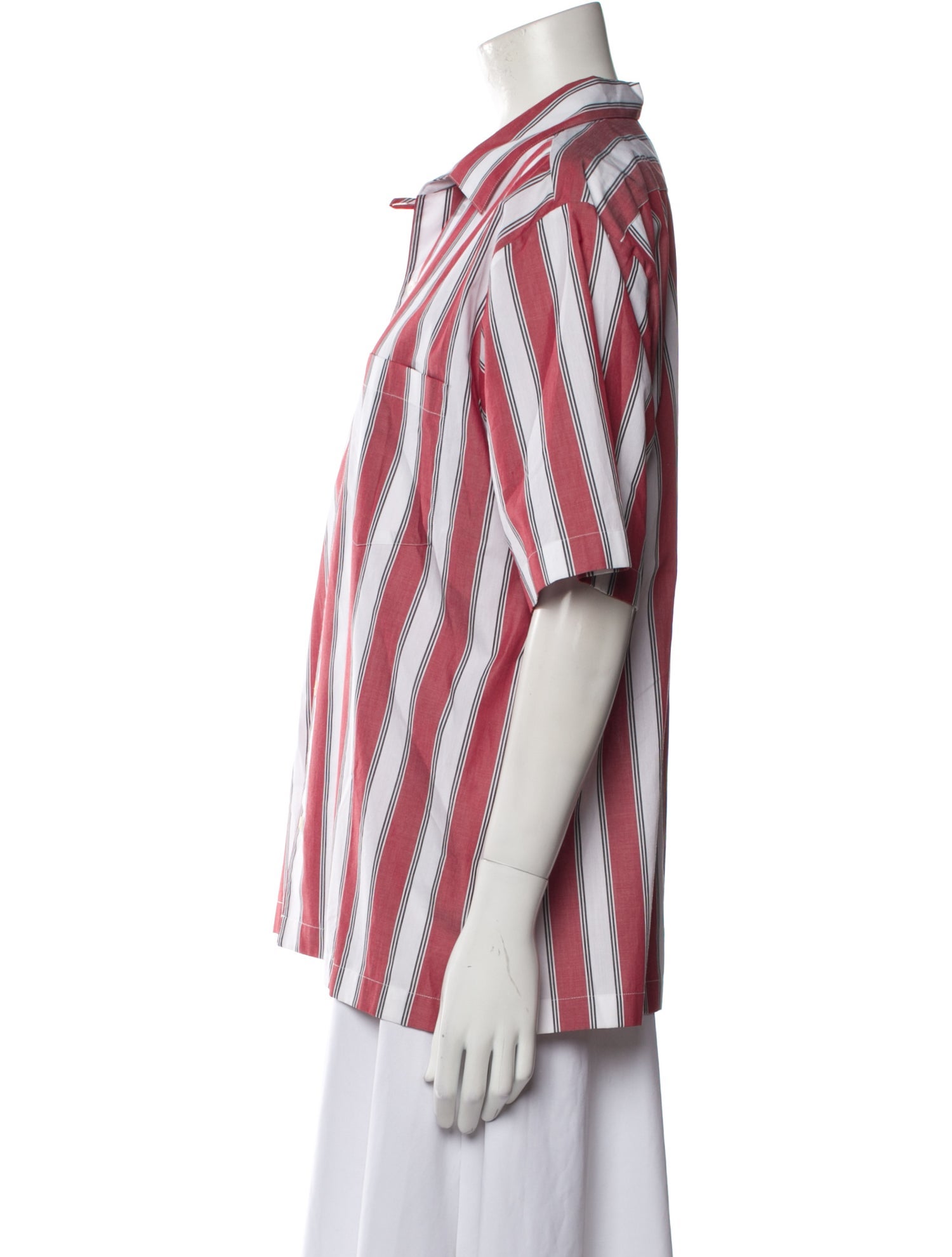 Stella McCartney Striped Short Sleeve Button-Up Top