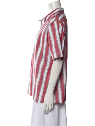 Stella McCartney Striped Short Sleeve Button-Up Top