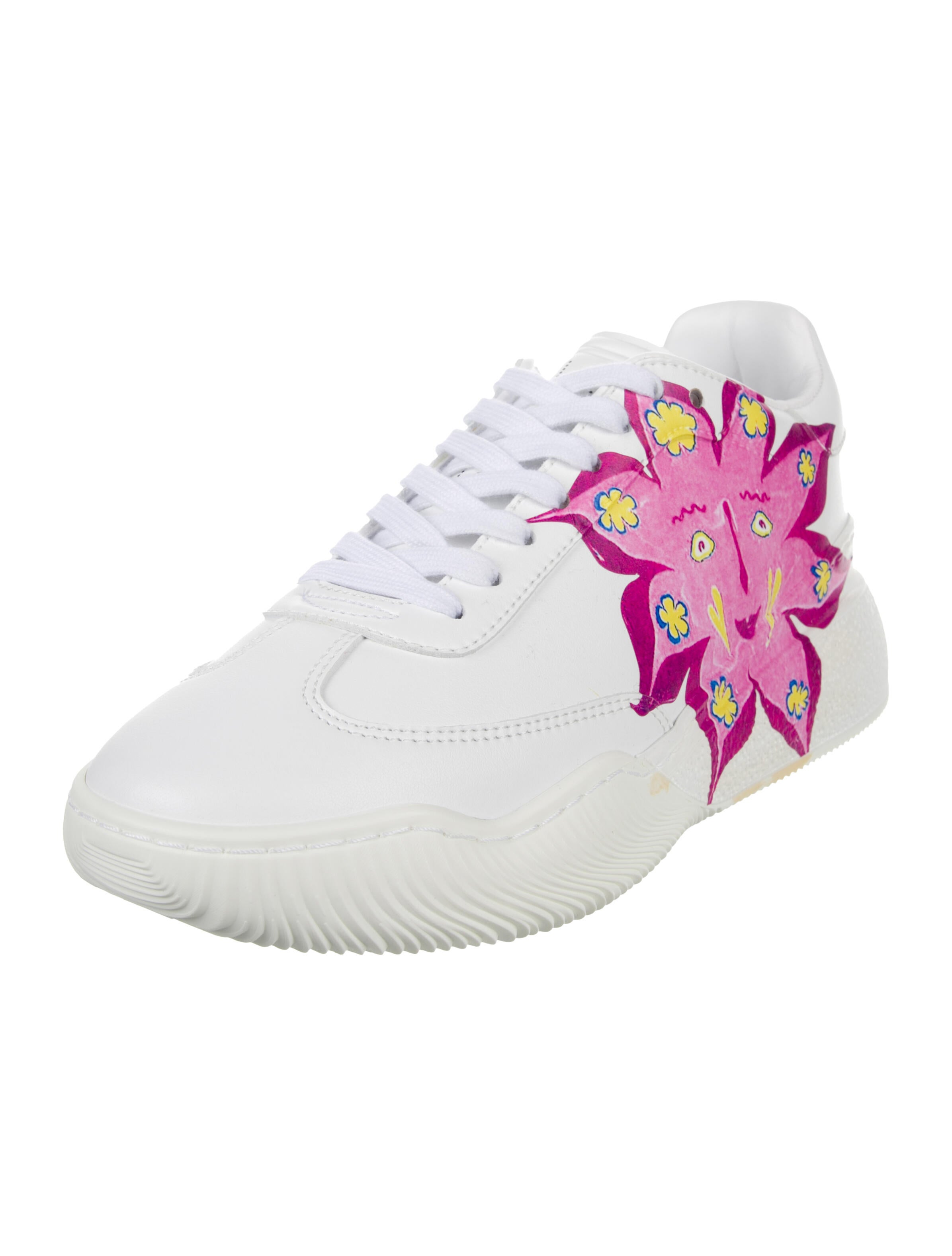 Stella McCartney Leather Graphic Print Sneakers