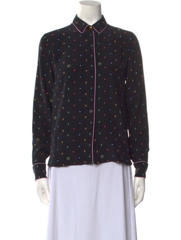 Stella McCartney Tops Silk Printed Button-Up Top Us4, It40 | S