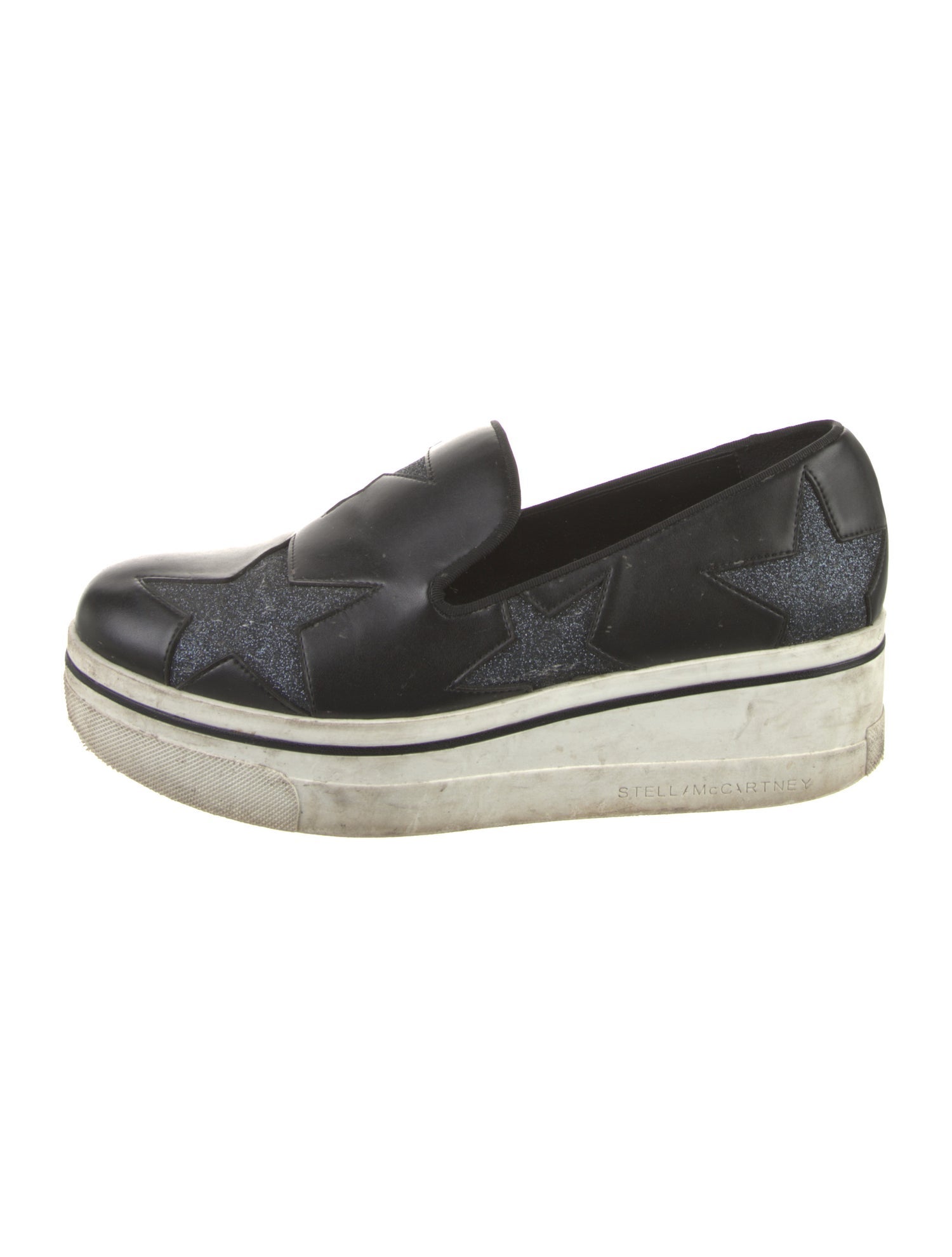 Stella McCartney Leather Glitter Accents Loafers