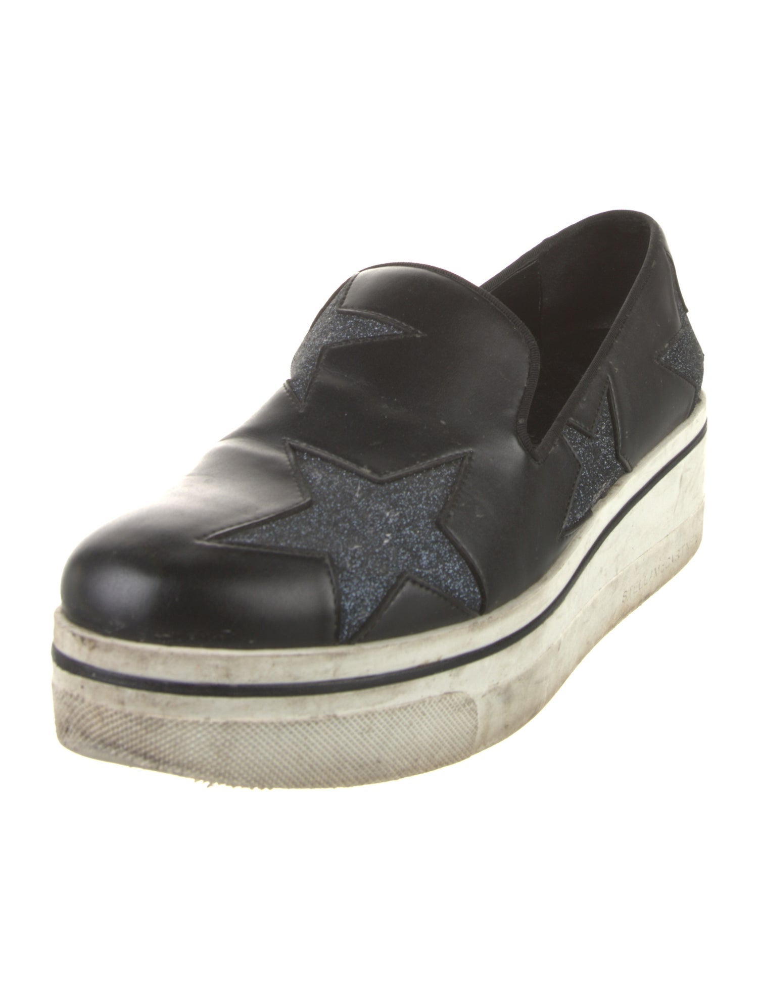 Stella McCartney Leather Glitter Accents Loafers