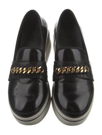 Stella McCartney Patent Leather Chain-Link Accents Wedge Sneakers