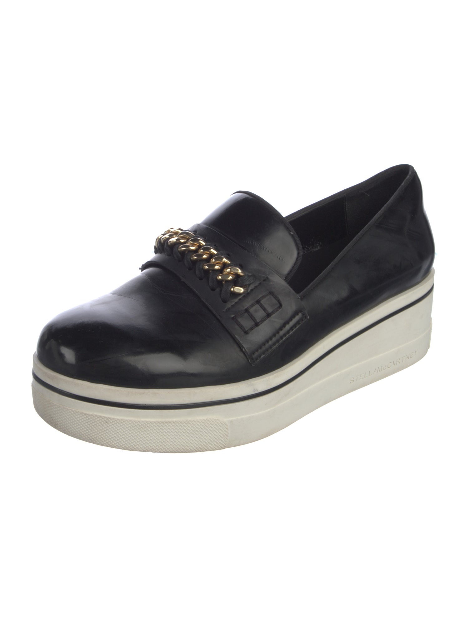 Stella McCartney Patent Leather Chain-Link Accents Loafers