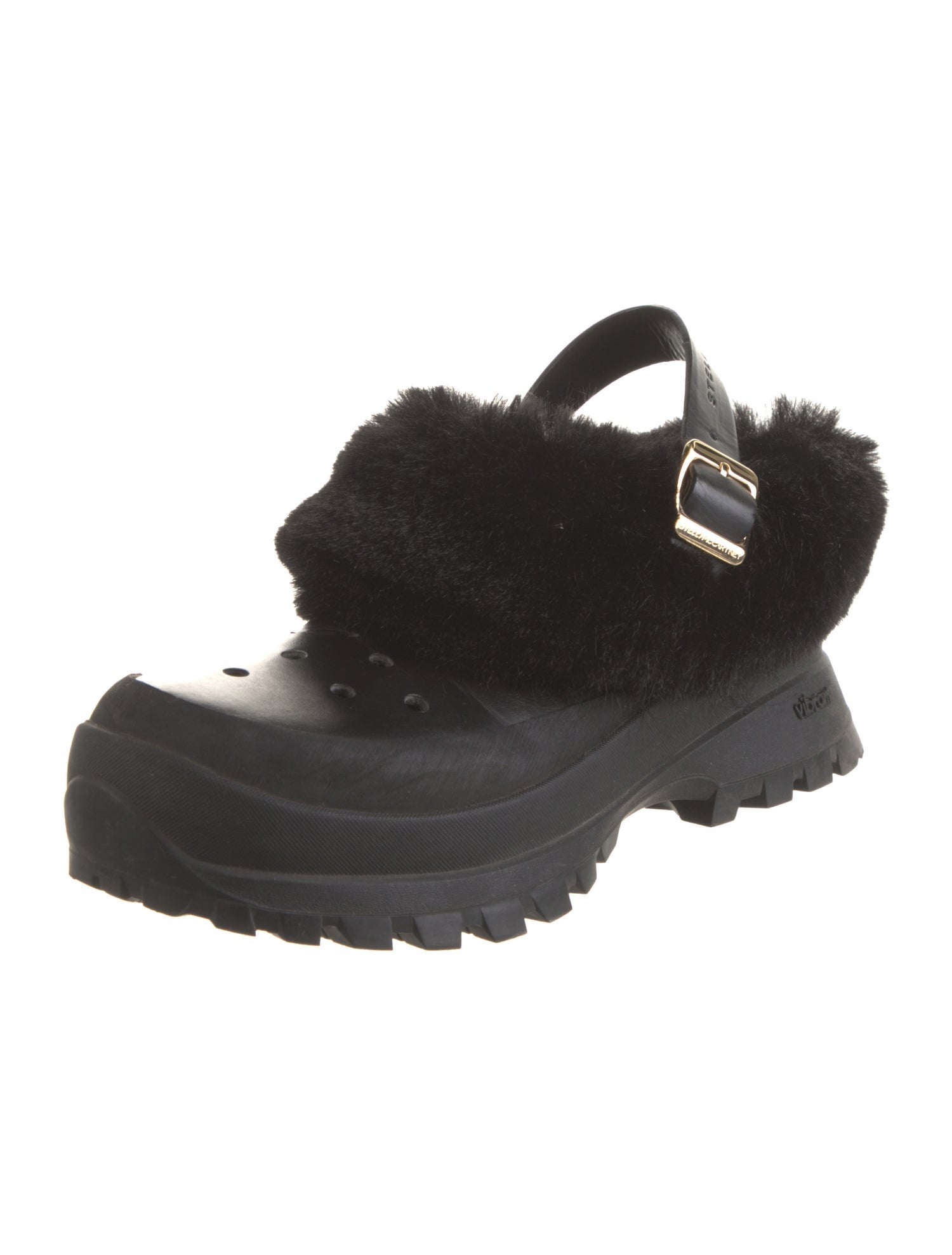 Stella McCartney Vegan Leather Faux Fur Trim Mules