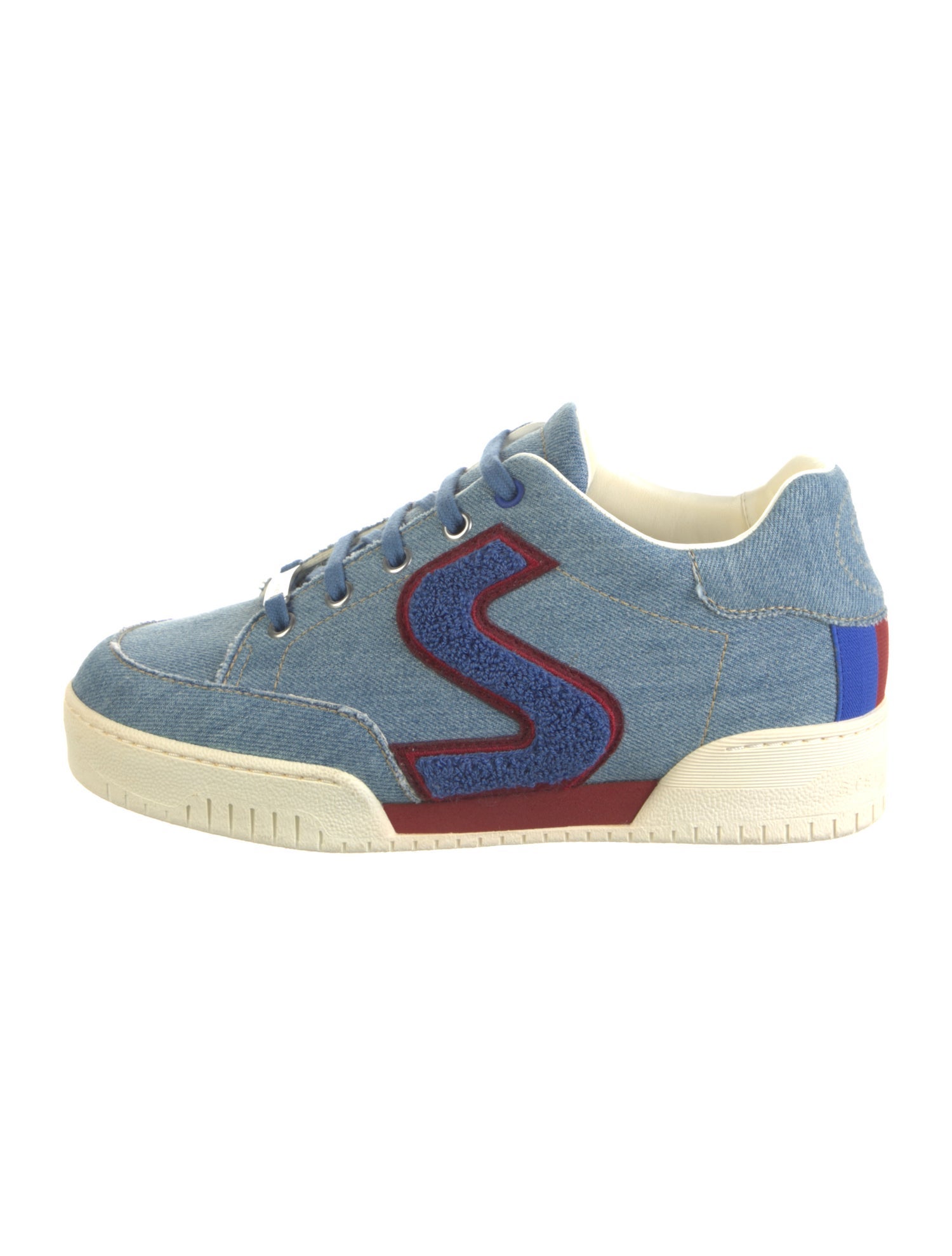 Stella McCartney Denim Embroidered Accent Sneakers - Blue