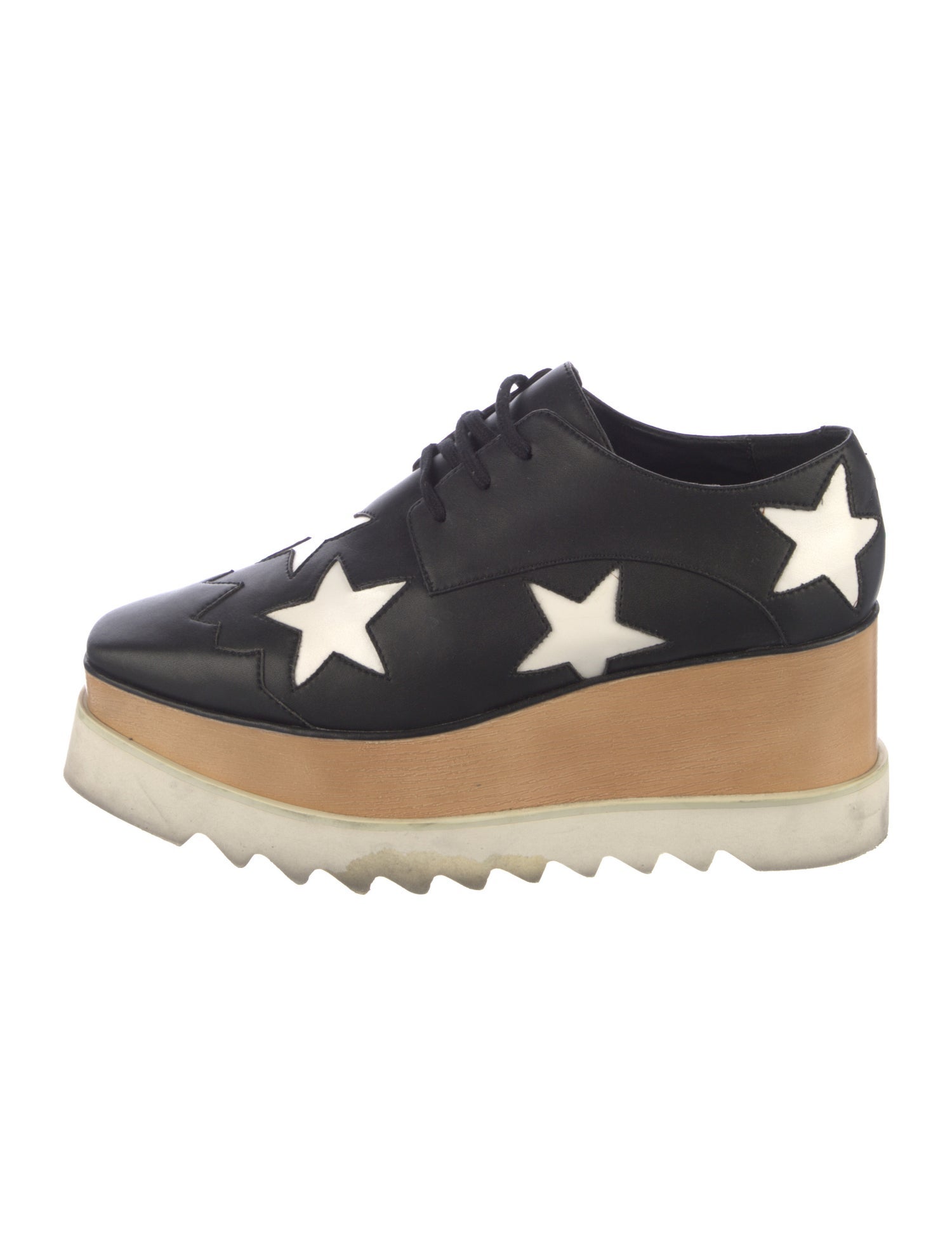 Stella McCartney Leather Colorblock Pattern Oxfords - Silver