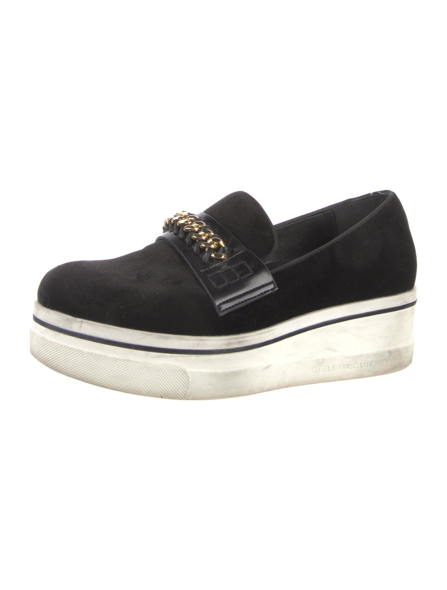 Stella McCartney Velvet Chain-Link Accents Loafers