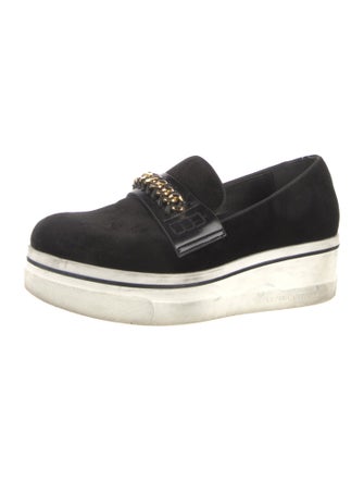 Stella McCartney Velvet Chain-Link Accents Loafers
