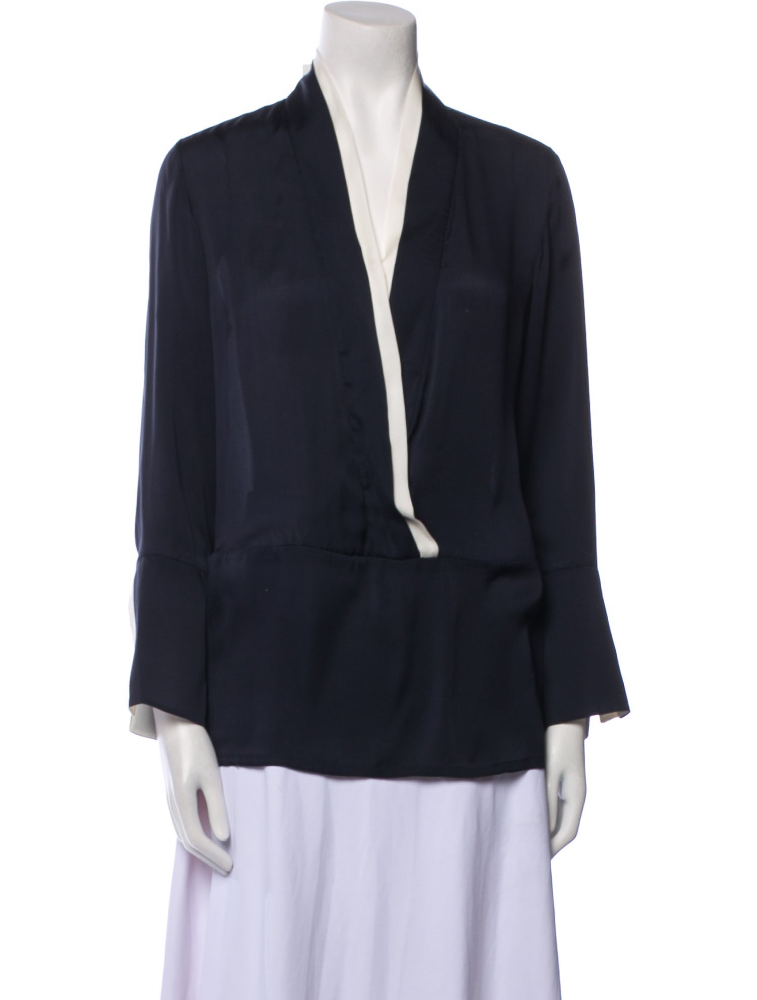Stella McCartney Plunge Neckline Long Sleeve Blouse
