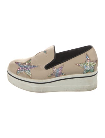 Stella McCartney Leather Printed Wedge Sneakers