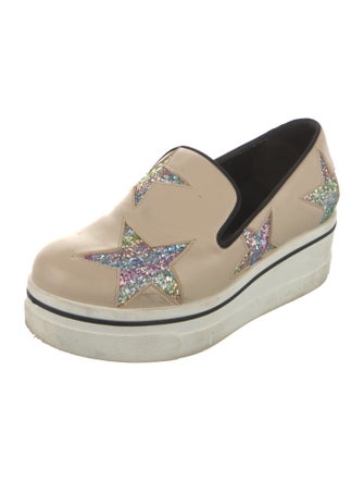 Stella McCartney Leather Printed Wedge Sneakers