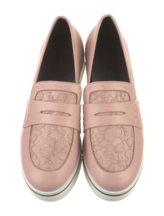 Stella McCartney Leather Lace Trim Embellishment Loafers